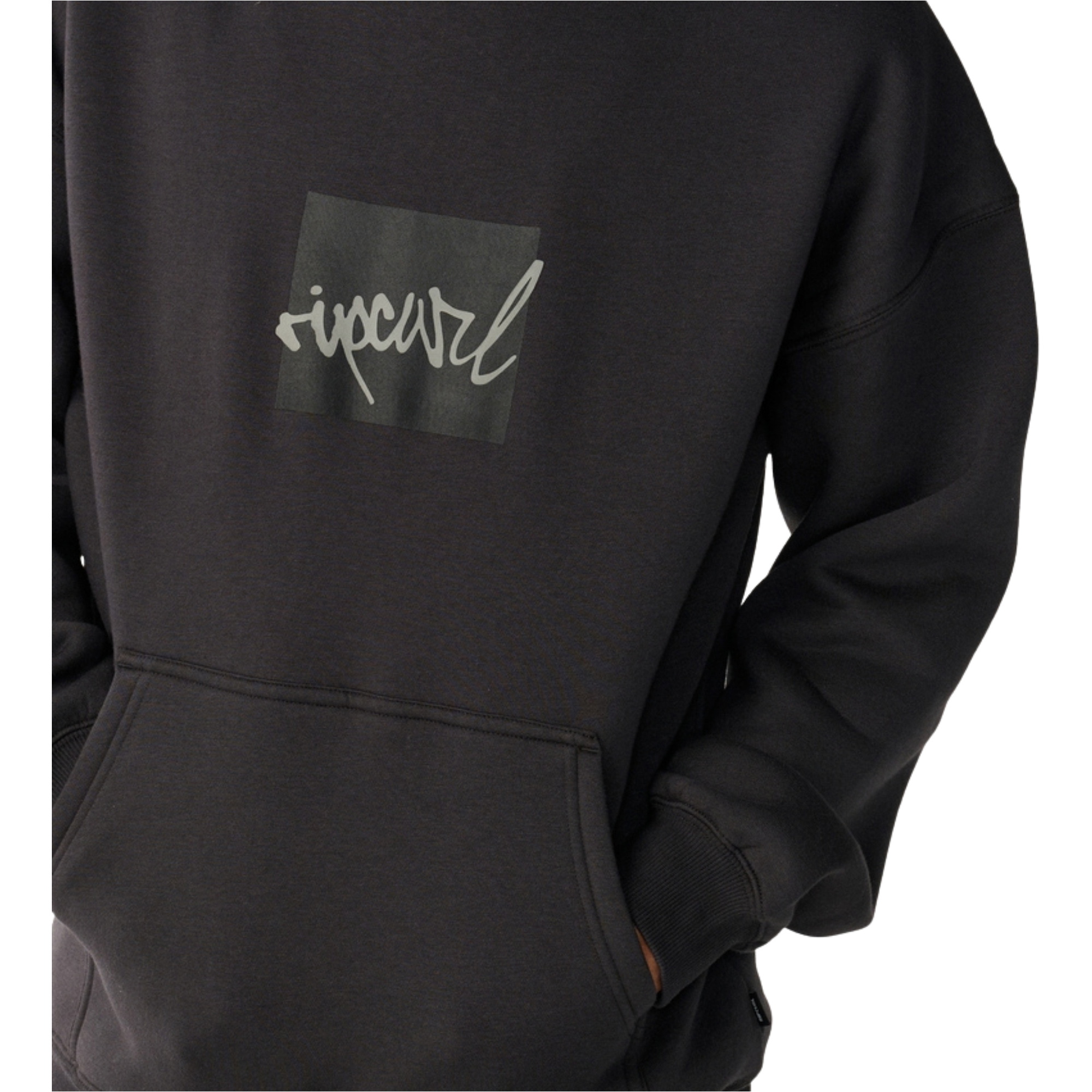 2026 Rip Curl Mens Rip Script Icon Hoodie 0F7MFL - Washed Black